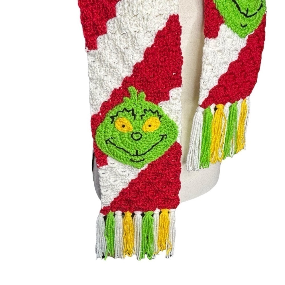 Handmade Scarf‎ Red White Candy Cane Stripe Handcrafted Christmas Holiday - Picture 4 of 16